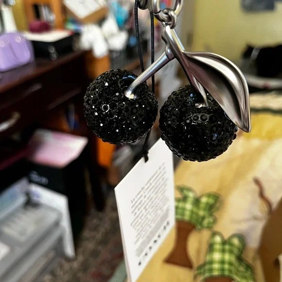 Coach Black Crystal Cherry Bag Charm/Keychain - Picture 1 of 13